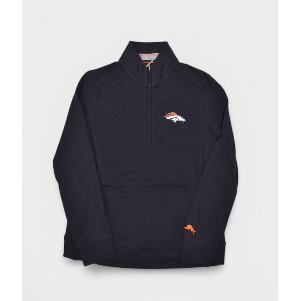 Tommy Bahama Sweatshirt Womens S Denver Broncos Football Quilted 1/2 Zip
